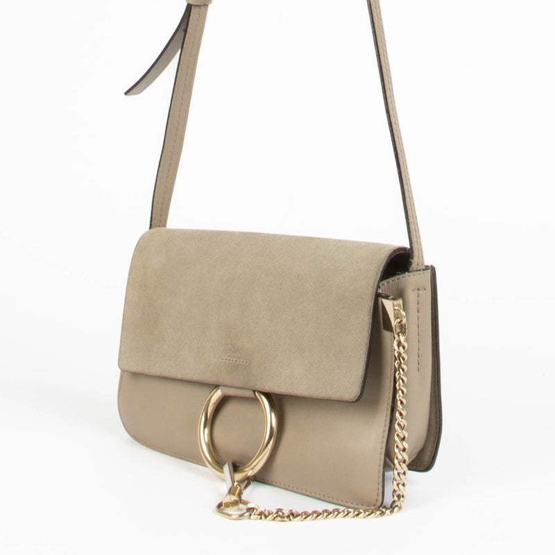 Authentic pre-loved Chloé Beige Suede Small Faye Crossbody Bag on Labellov.com