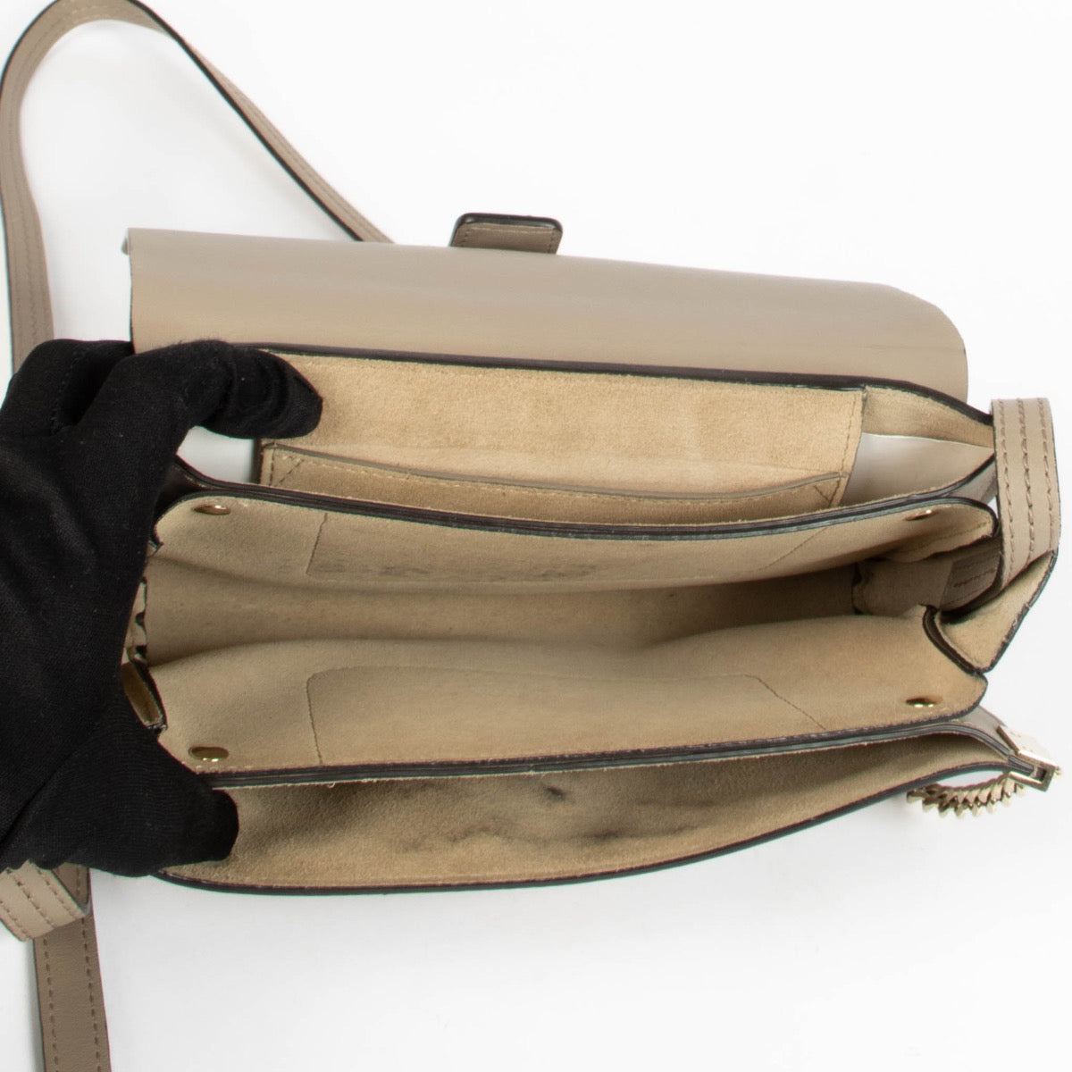 Authentic pre-loved Chloé Beige Suede Small Faye Crossbody Bag on Labellov.com