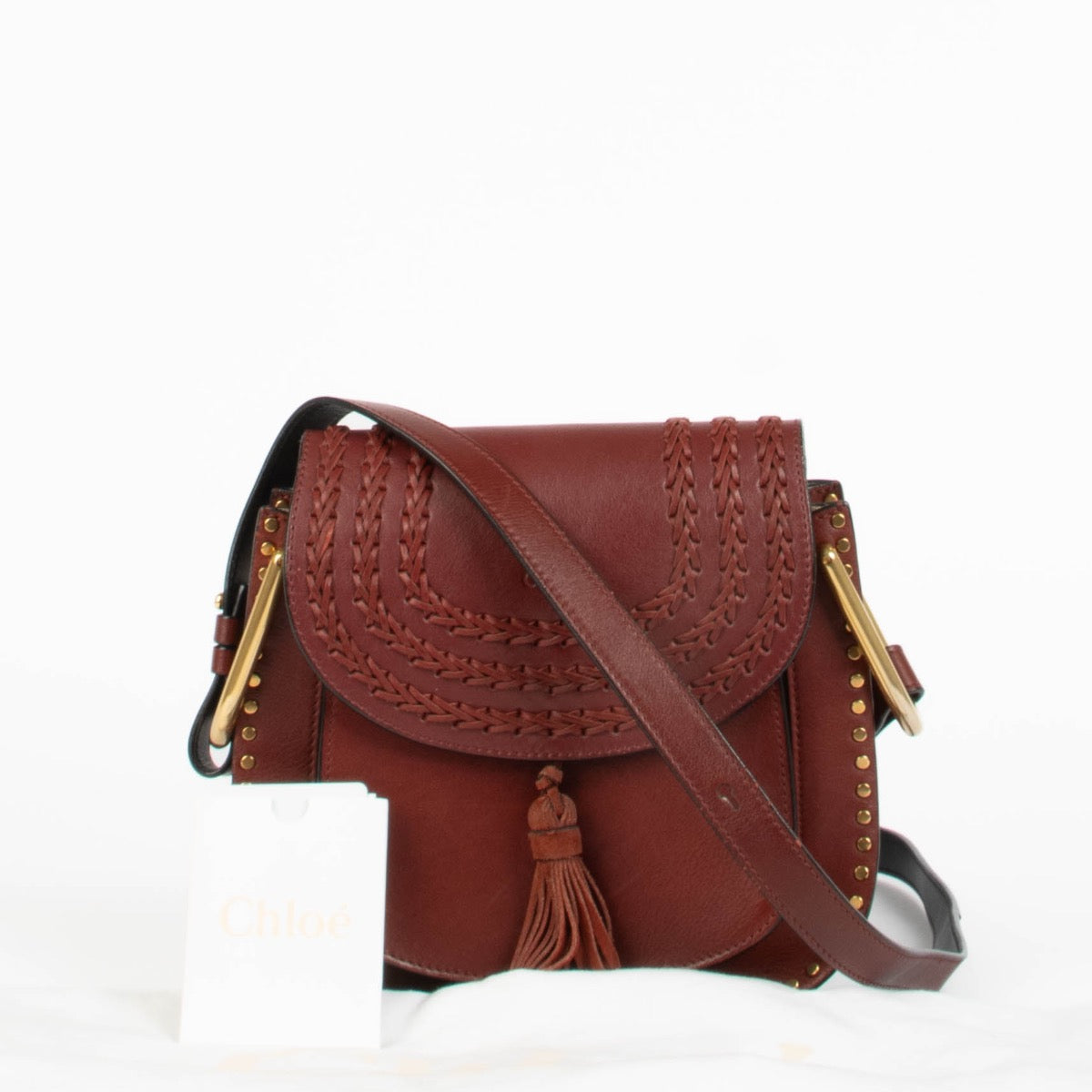 Authentic pre-loved Chloé Burgundy Leather Small Hudson Crossbody Bag on Labellov.com