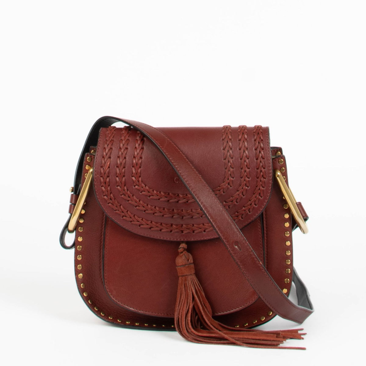 Authentic pre-loved Chloé Burgundy Leather Small Hudson Crossbody Bag on Labellov.com