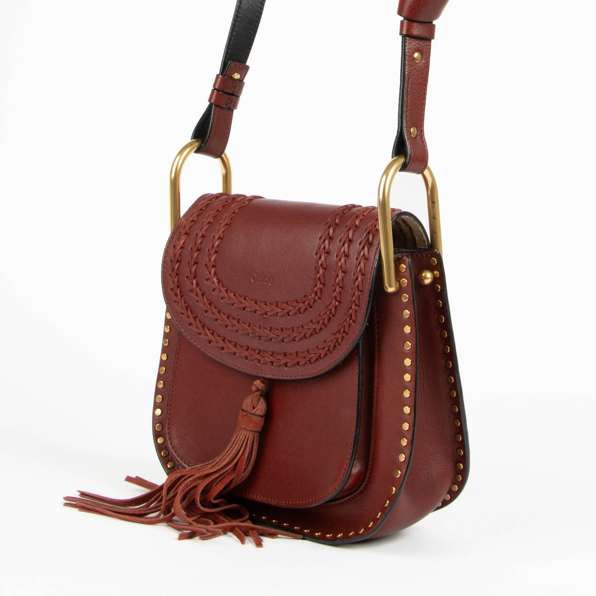 Authentic pre-loved Chloé Burgundy Leather Small Hudson Crossbody Bag on Labellov.com