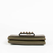 Authentic pre-loved Valentino Garavani Green Leather Va Va Vroom Chain Clutch on Labellov.com