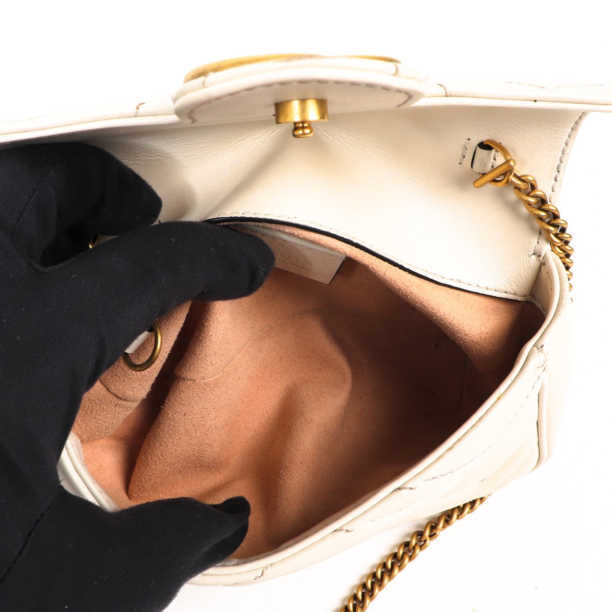 Gucci Wit GG Marmont Super Mini Crossbody Tas