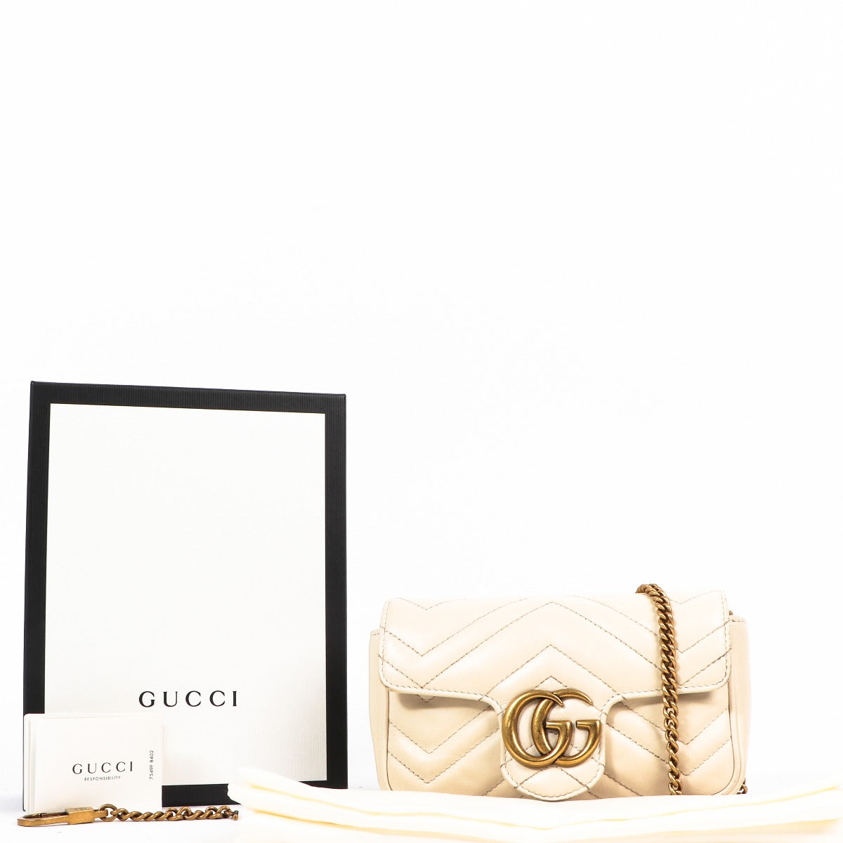 Gucci White GG Marmont Super Mini Crossbody Bag