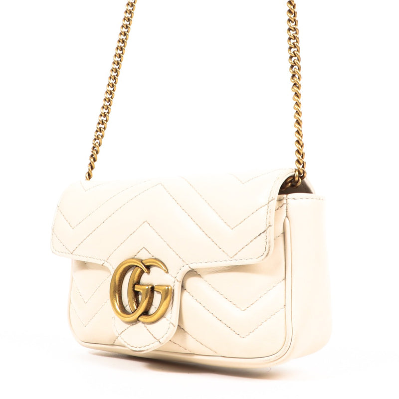 Gucci Wit GG Marmont Super Mini Crossbody Tas