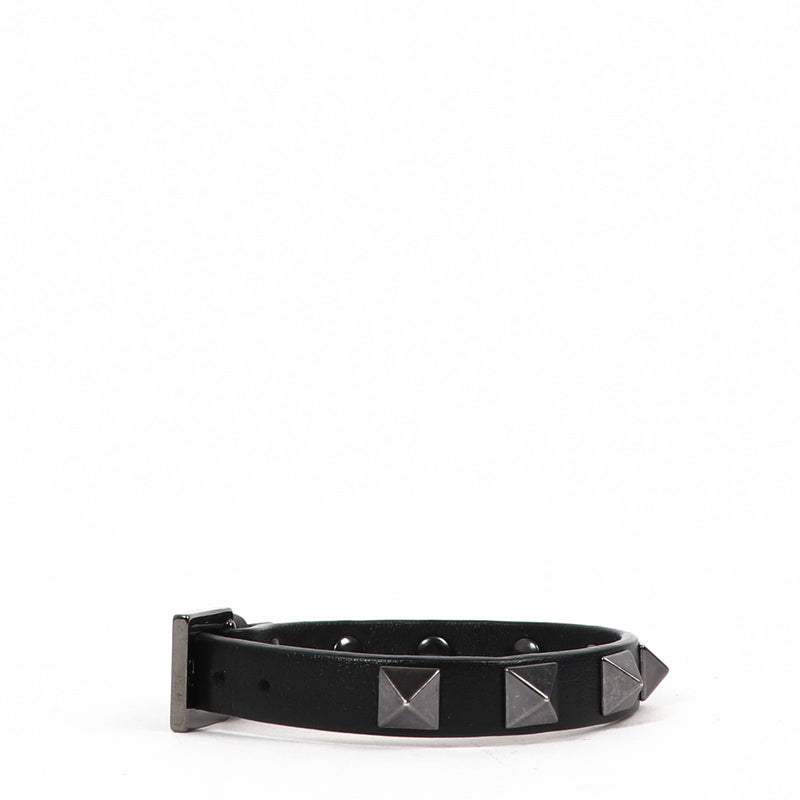 Valentino Garavani Black Studded Leather Bracelet
