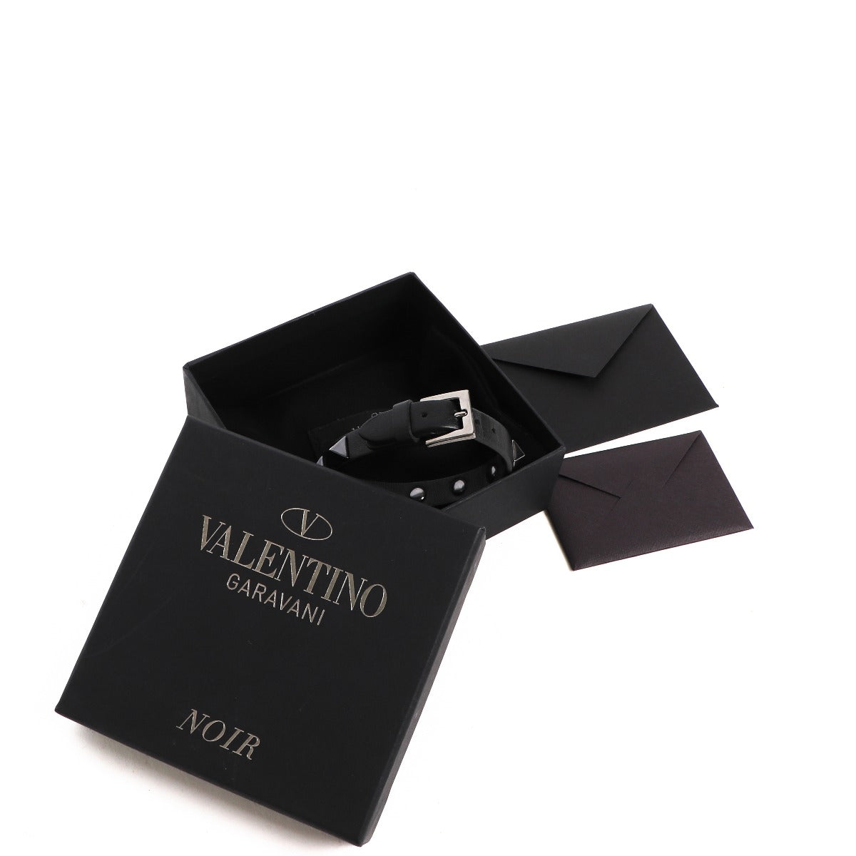 Valentino Black Studded Leather Bracelet