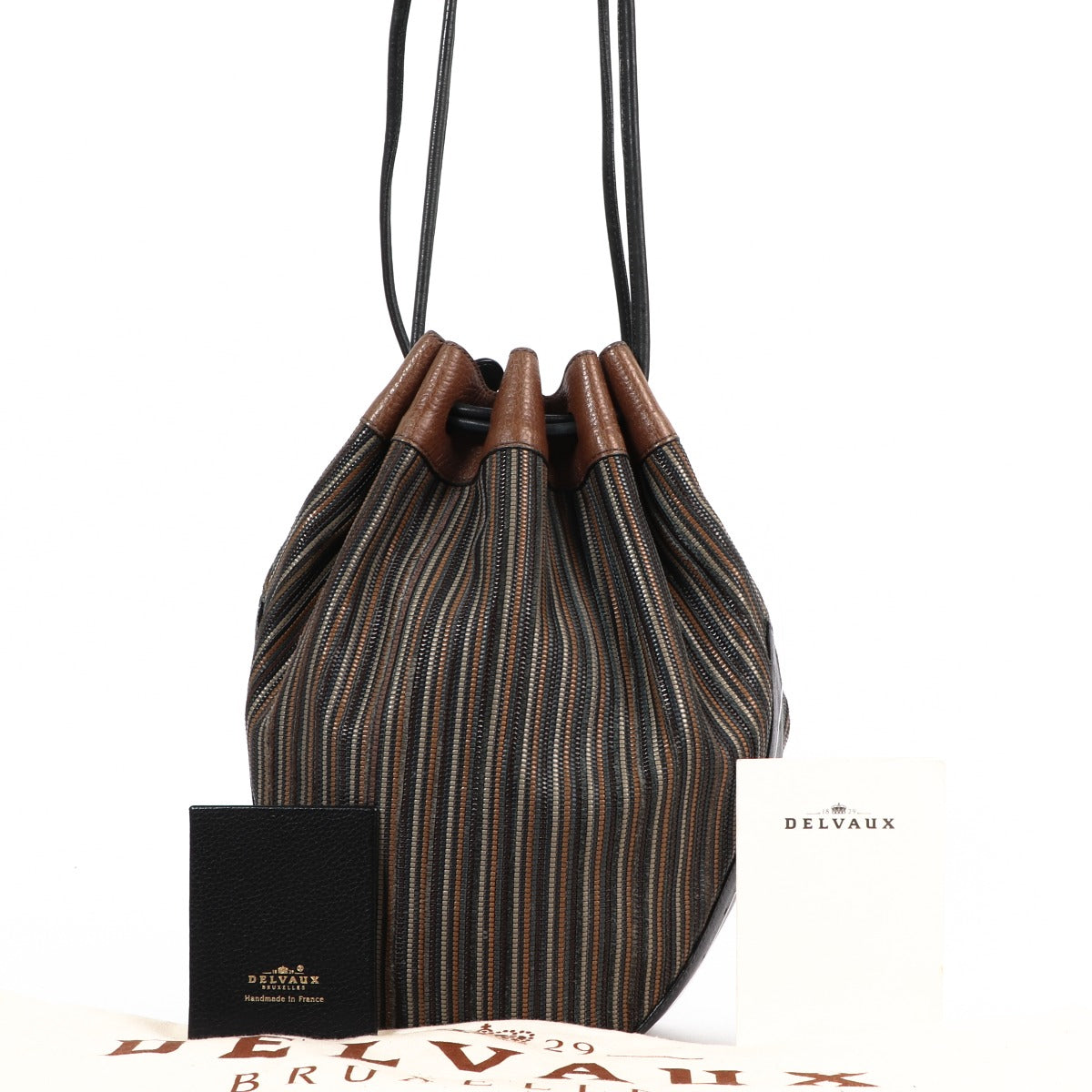 Delvaux Tabarin MM Multicolor Toile De Cuir Bucket Bag