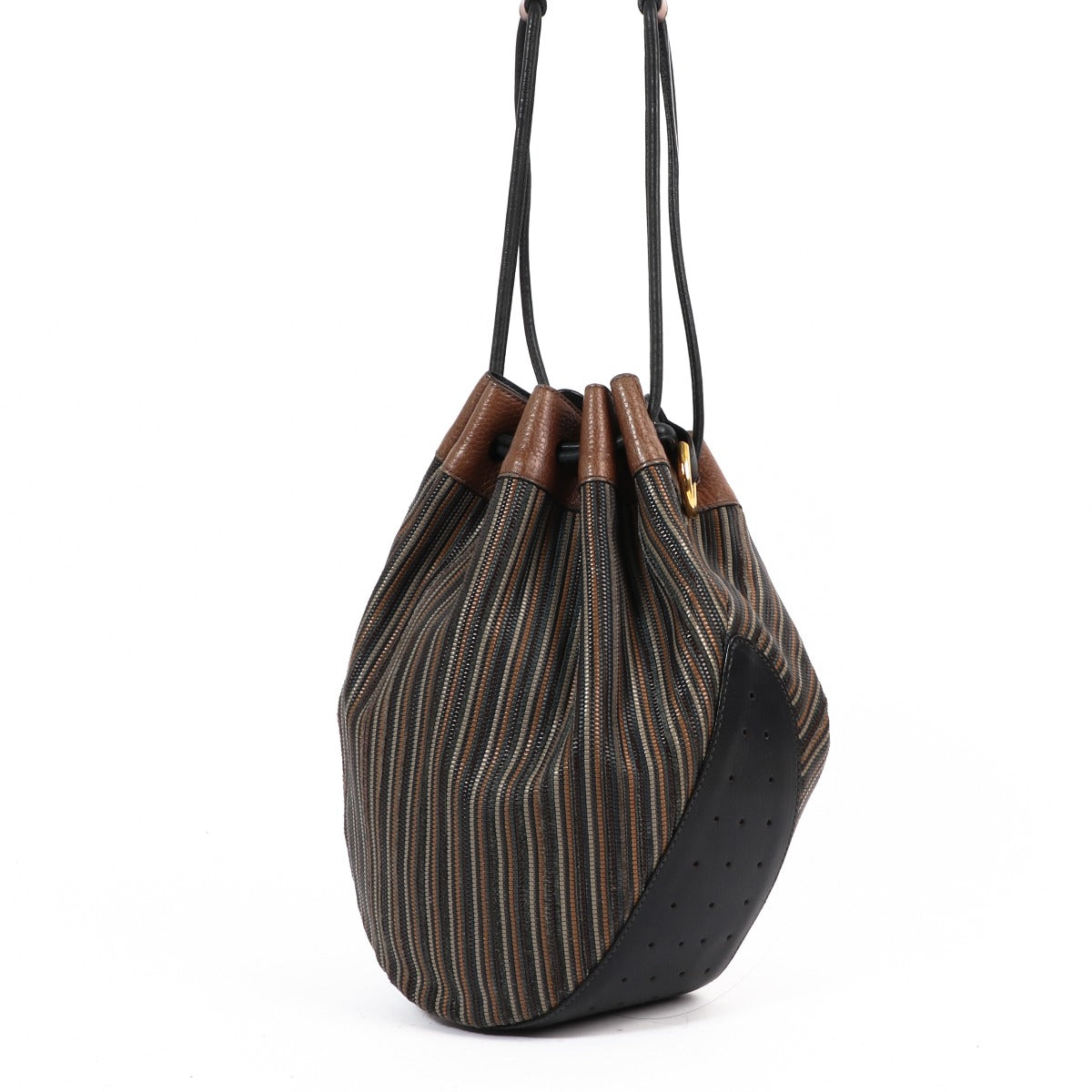 Delvaux Tabarin MM Multicolor Toile De Cuir Bucket Bag