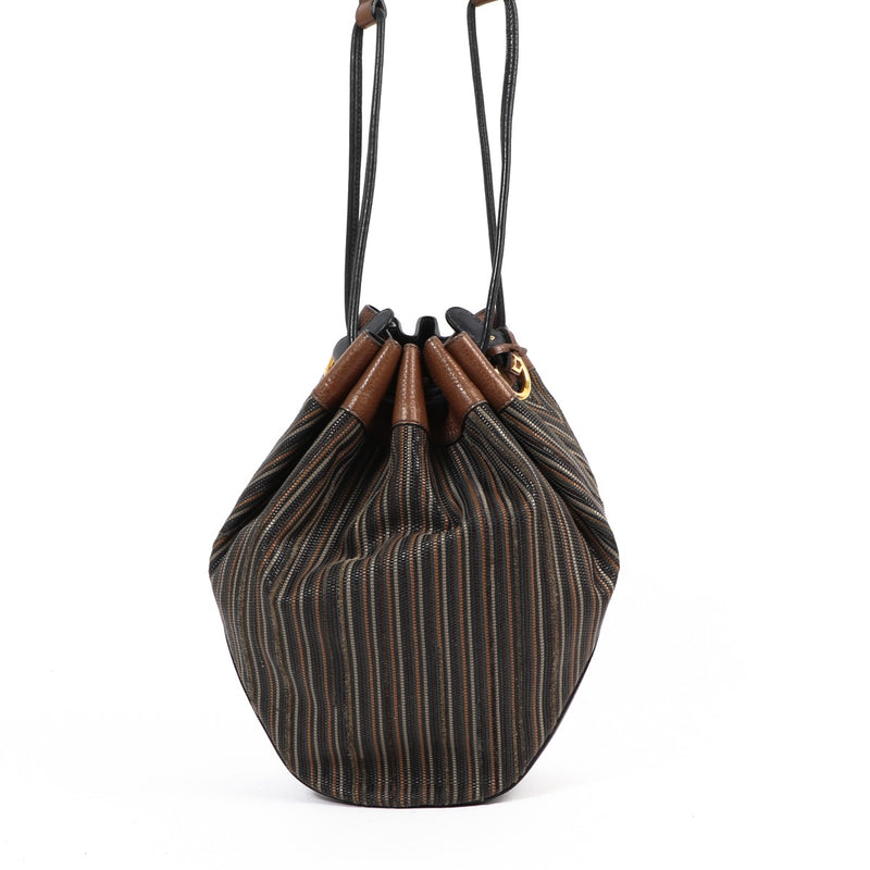 Delvaux Tabarin MM Multicolor Toile De Cuir Bucket Bag