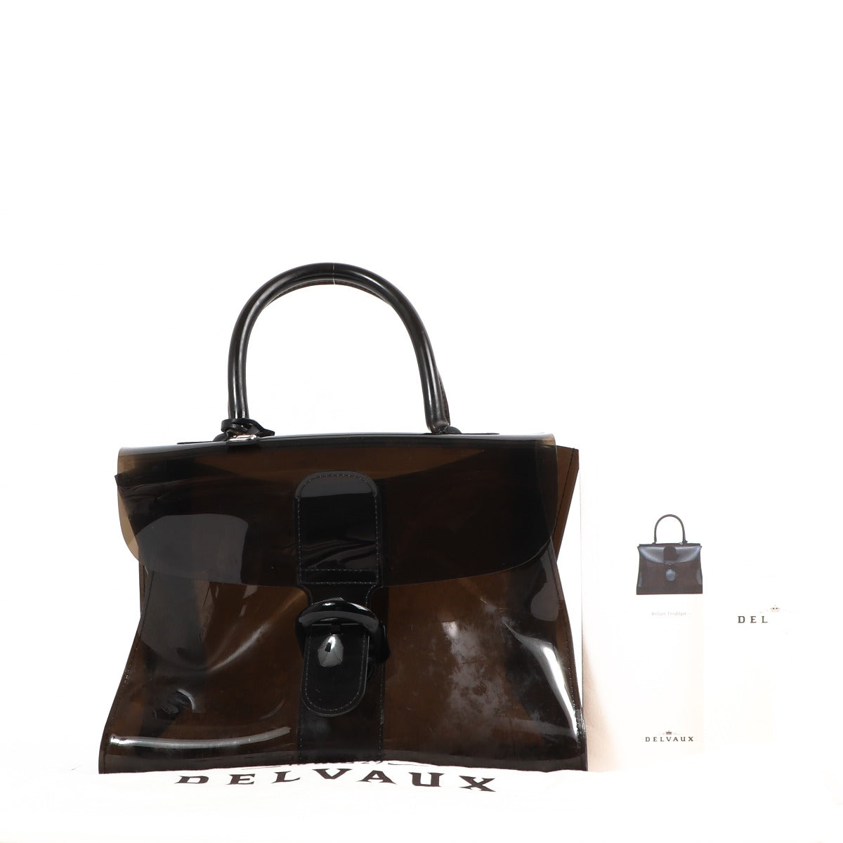Buy a vintage second-hand Delvaux Black Vinyl Brillant Troublant Top Handle Bag in good condition at Labellov in Antwerp.