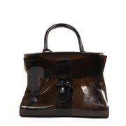 Buy a vintage second-hand Delvaux Black Vinyl Brillant Troublant Top Handle Bag in good condition at Labellov in Antwerp.