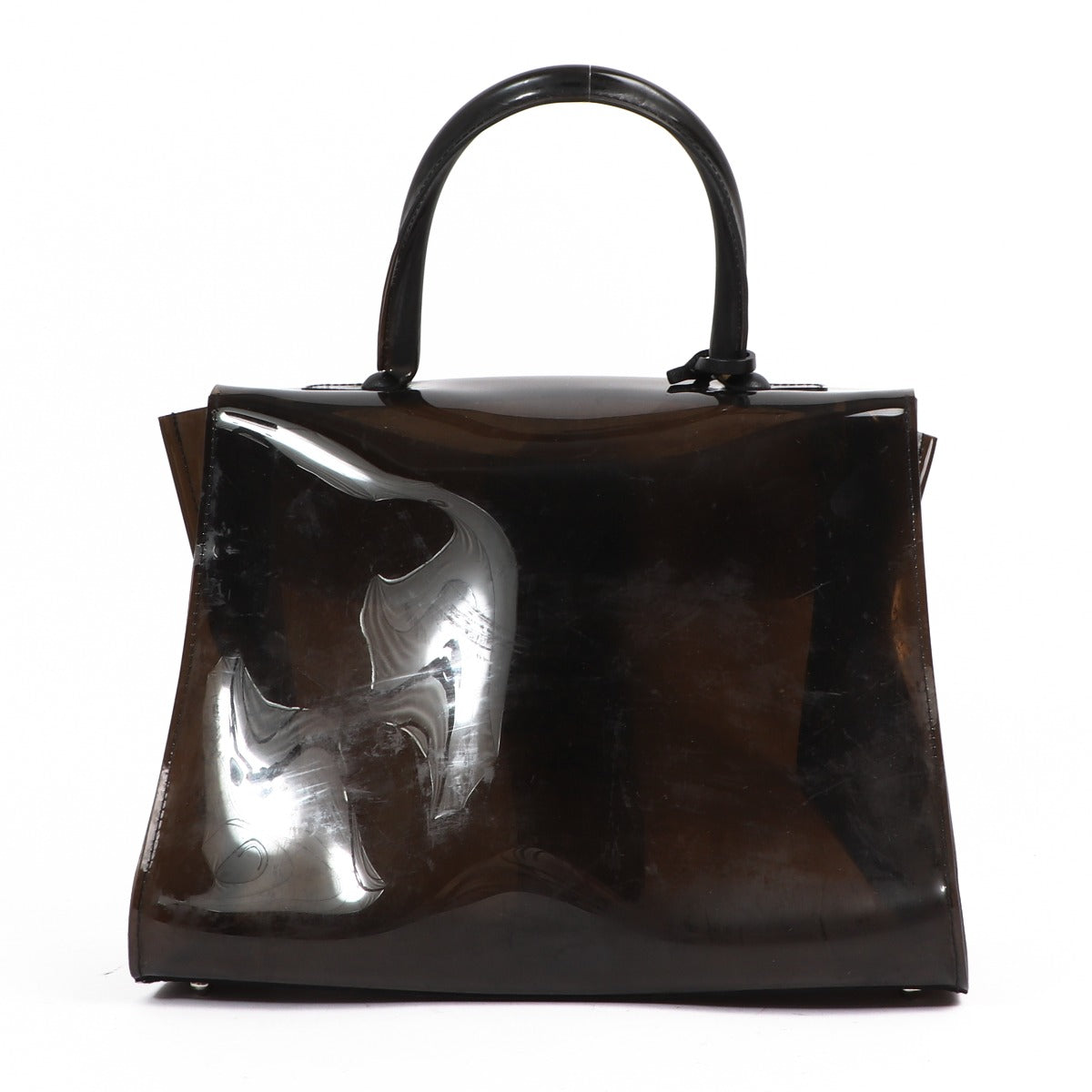 Delvaux Zwarte Vinyl Brillant Troublant Handtas