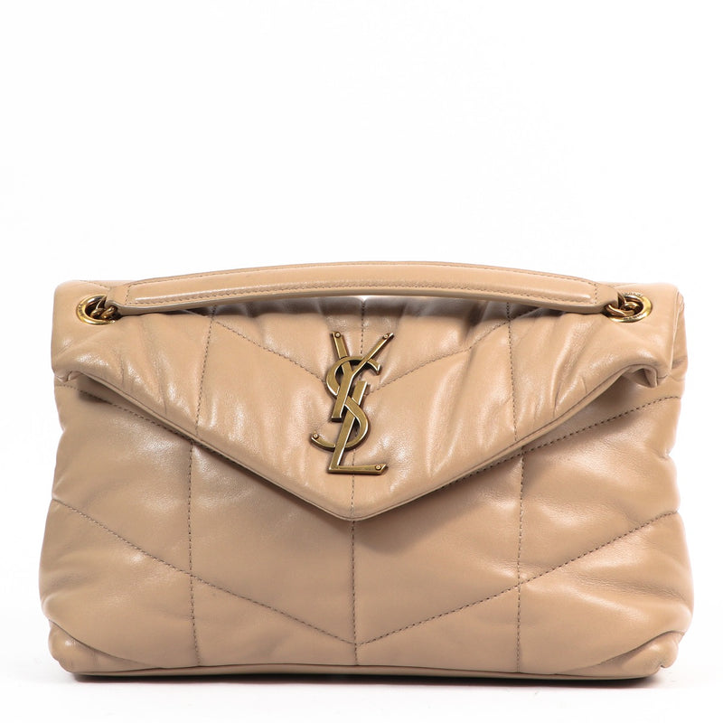 Saint Laurent Beige Puffer Small Chain Shoulder Bag