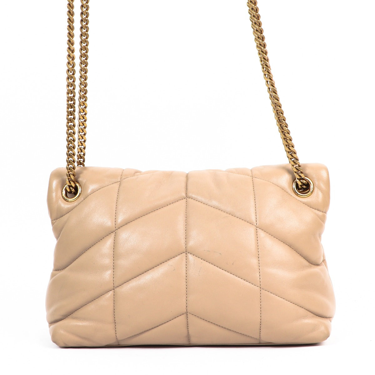 Saint Laurent Beige Puffer Small Chain Shoulder Bag