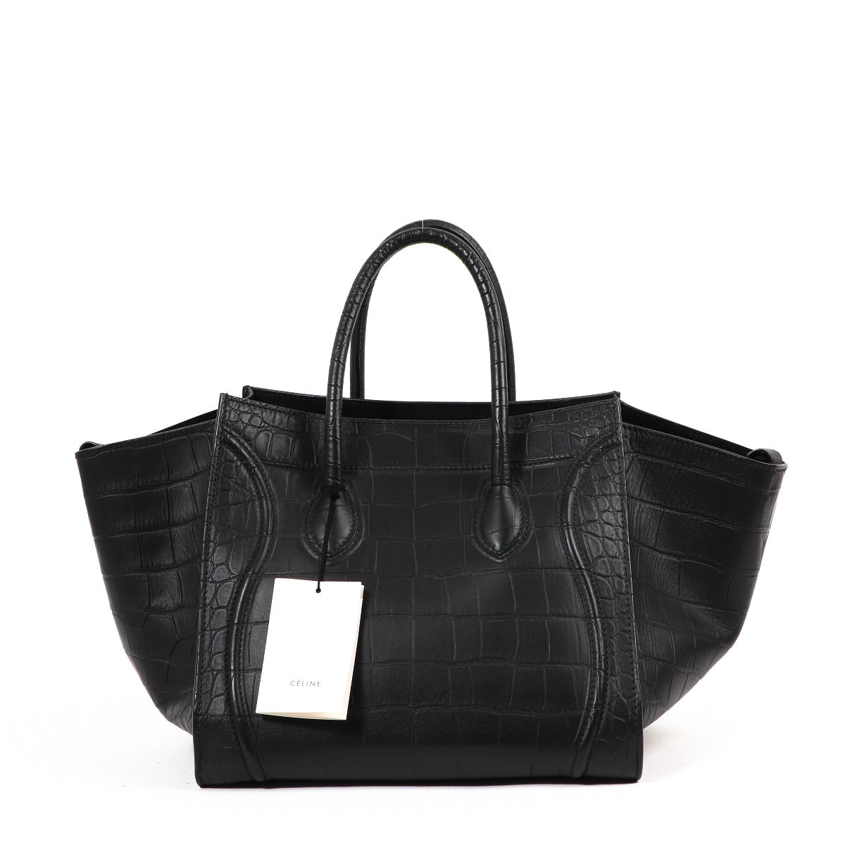 Celine Crocodile-Embossed Medium Luggage Phantom Tote Bag