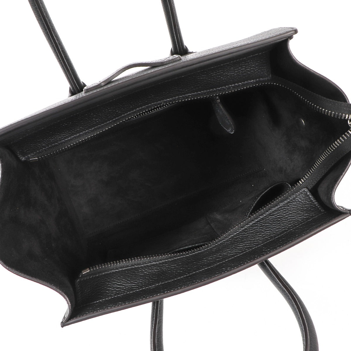 Celine Zwart Gekorreld Kalfsleer Mini Luggage Tote Tas
