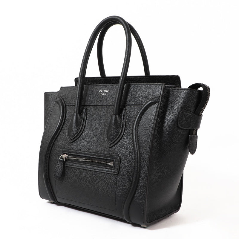 Celine Zwart Gekorreld Kalfsleer Mini Luggage Tote Tas