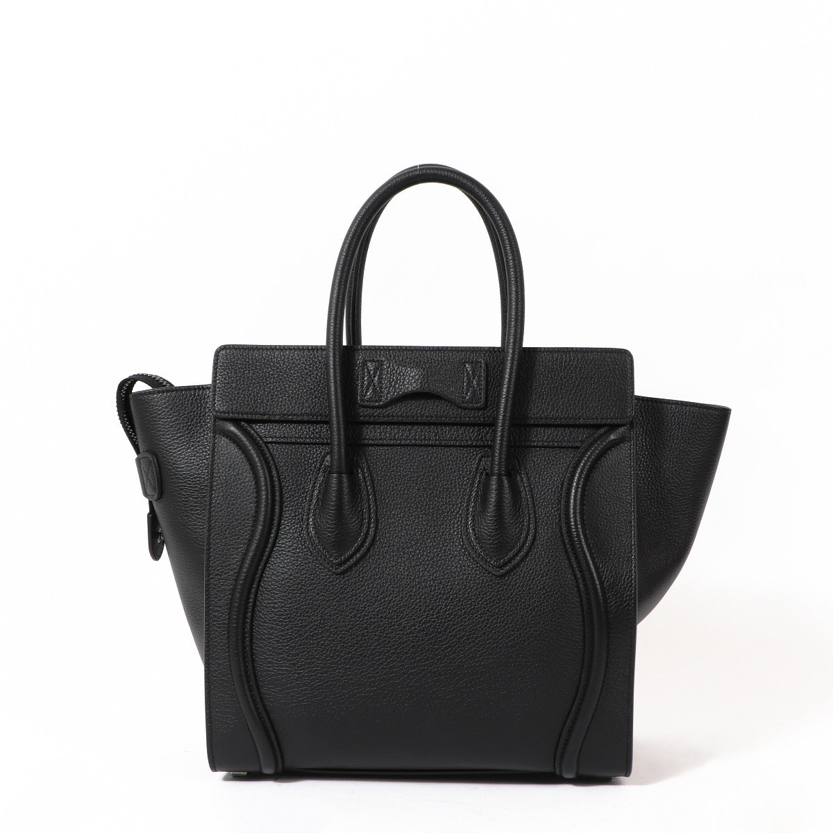 Celine Zwart Gekorreld Kalfsleer Mini Luggage Tote Tas