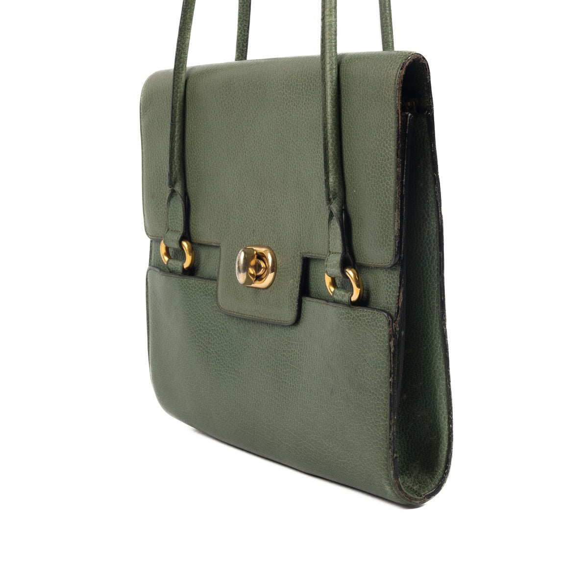 Delvaux Green Shoulder Bag. Authentieke tweedehands Delvaux handtassen bij LabelLOV Antwerpen. Authentique seconde-main luxury en ligne webshop LabelLOV. Authentic preloved Delvaux handbags at LabelLOV Antwerp.