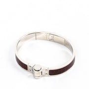 Buy a Hermès Alligator Charnière Cuir Palladium - Plated Hinged Bracelet in very good condition at Labellov in Antwerp.