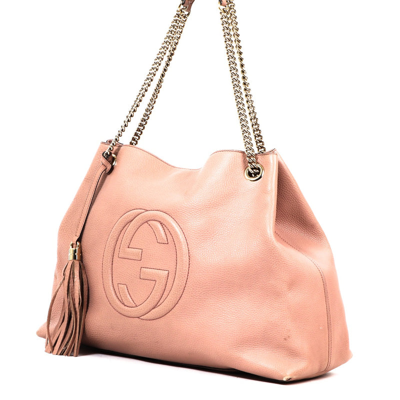 Gucci Pink Soho Large Leather Chain Shoulder Bag
