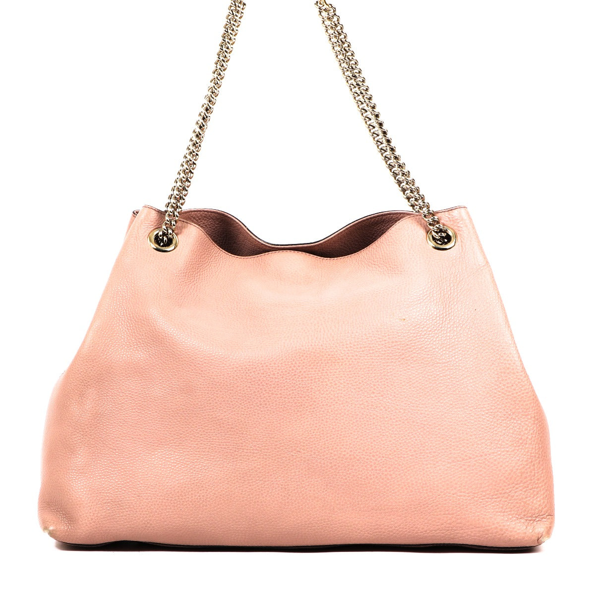 Sac porté épaule Gucci Soho grand modèle en cuir rose avec chaîne
