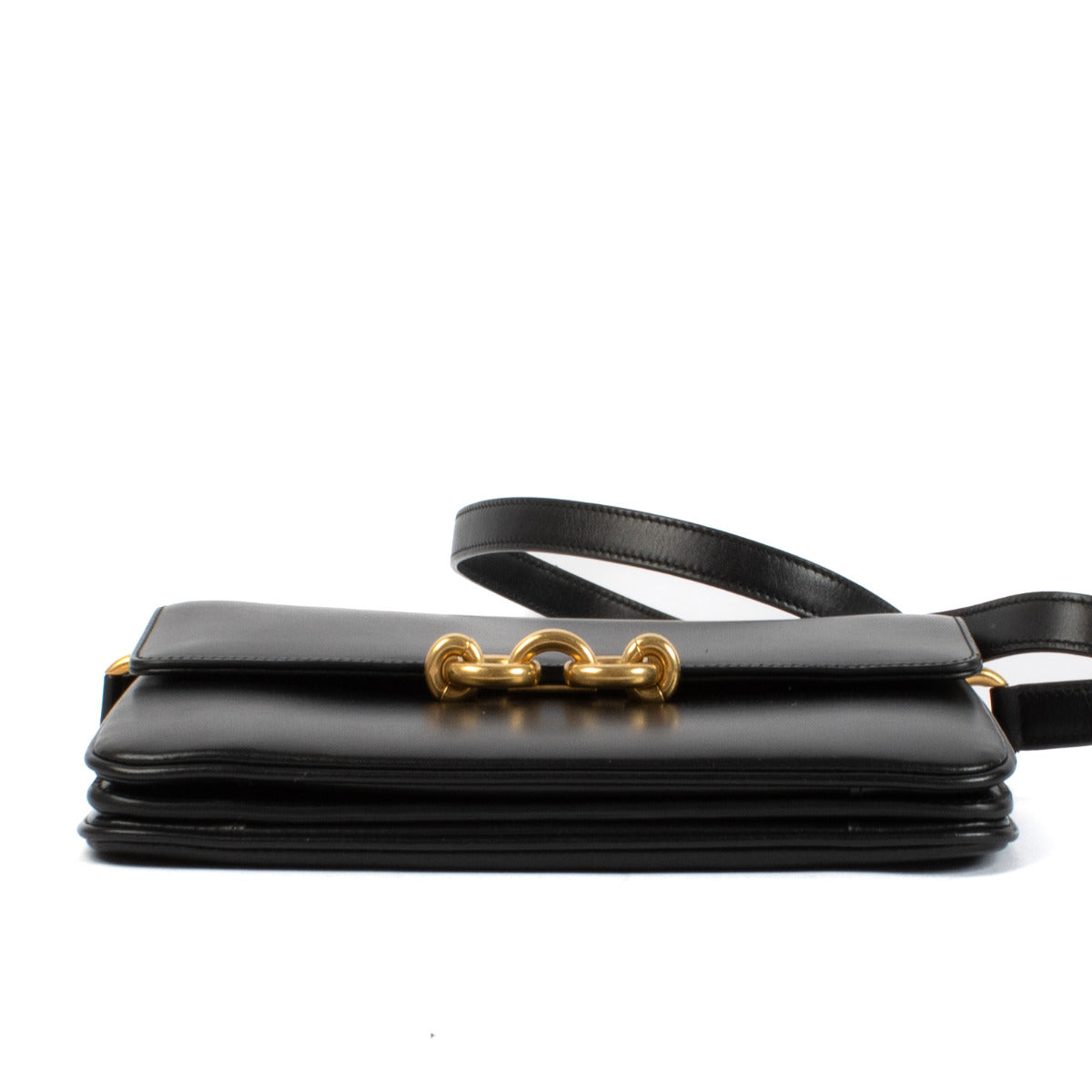 Sac cartable Le Maillon Saint Laurent en cuir lisse noir