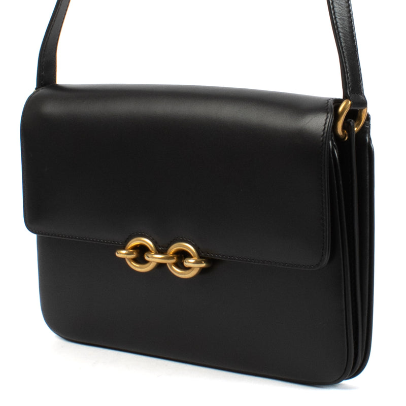 Saint Laurent Zwarte Gladleren Le Maillon Schoudertas