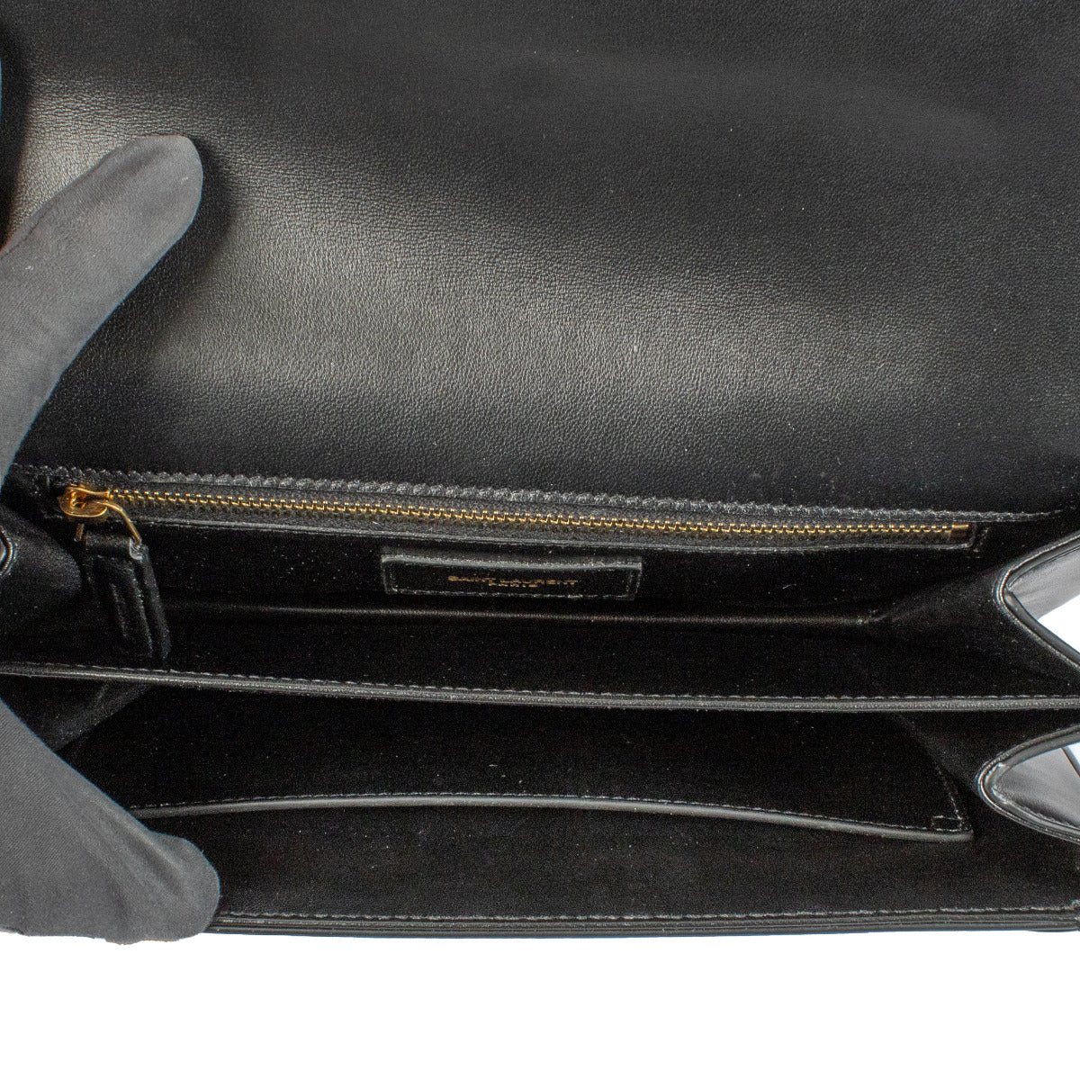 Sac cartable Le Maillon Saint Laurent en cuir lisse noir