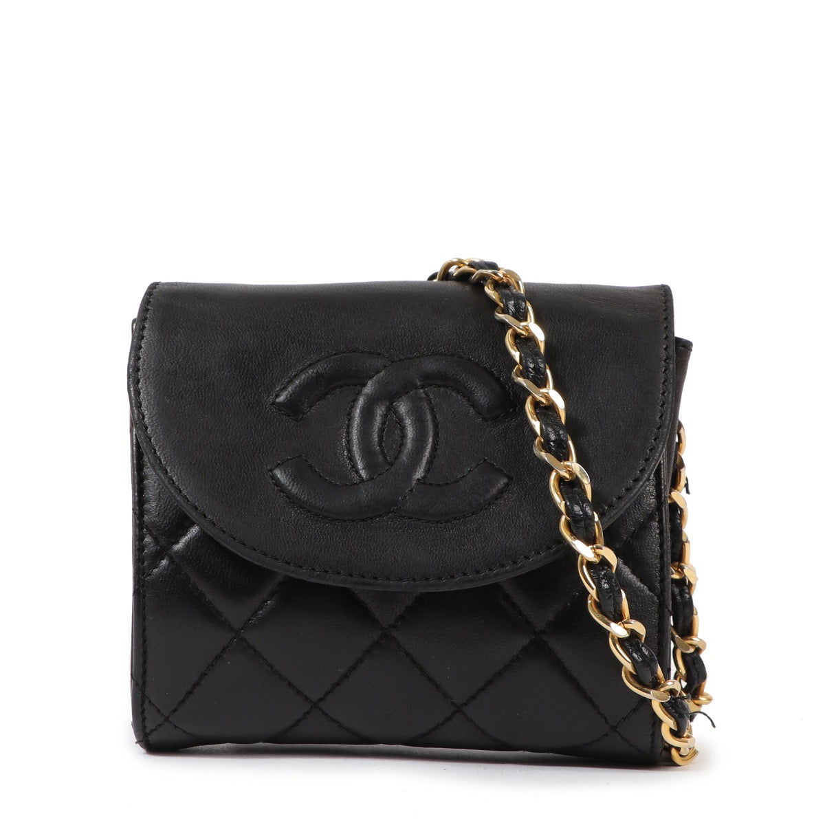 Buy an authentic Chanel Black Lambskin Leather Mini Classic Flap Bag in very good condition at Labellov in Antwerp.