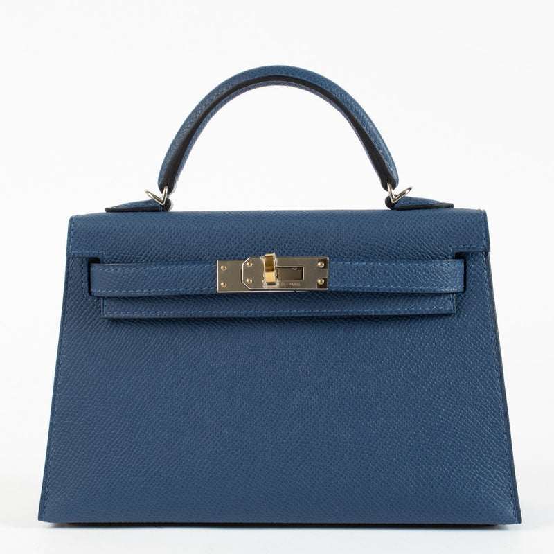 Hermès Kelly Mini II Bleu Tie Epsom Electrum Hardware