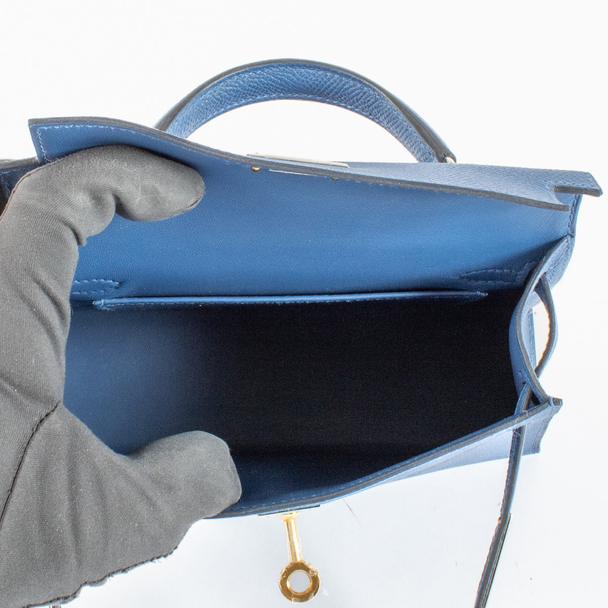 Hermès Kelly Mini II Bleu Tie Epsom Electrum Hardware
