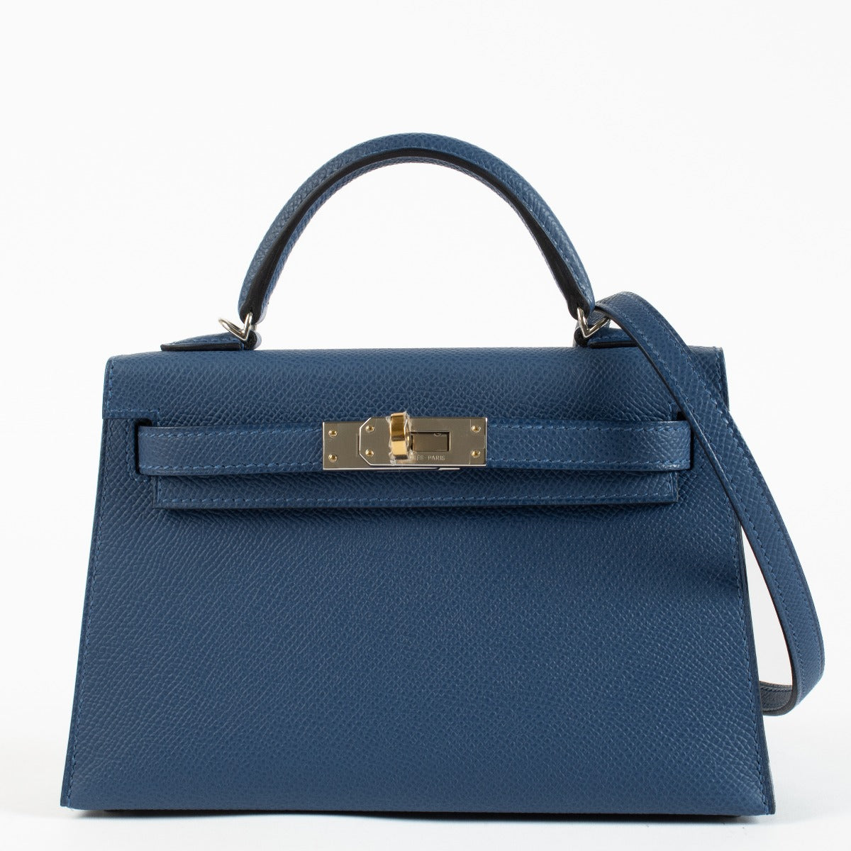 Hermès Kelly Mini II Bleu Tie Epsom Electrum Hardware