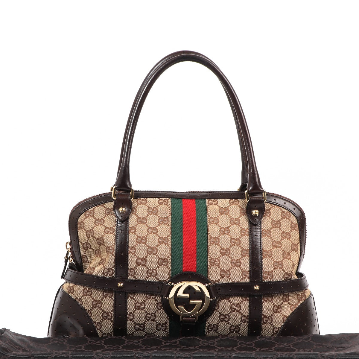 Gucci Interlocking G Web GG Canvas Reins Shoulder Bag