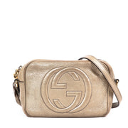 Buy an authentic second hand Gucci Metallic Bronze Calfskin Soho Disco Crossbody bag in very good condition at Labellov Antwerp.