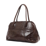 Prada Brown Crocodile-Embossed Shoulder Bag