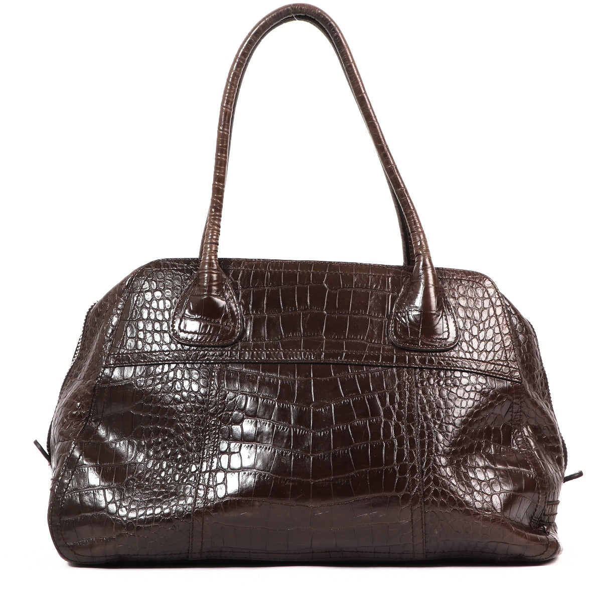 Sac porté épaule Prada marron à imprimé crocodile