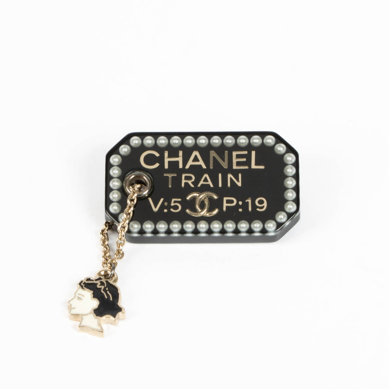 Chanel Black Chanel Train Brooch
