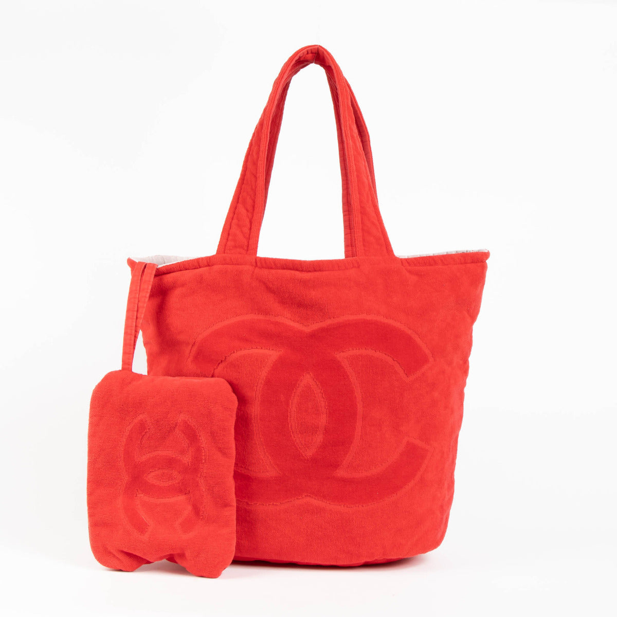 Chanel Red CC Terry Beach Bag