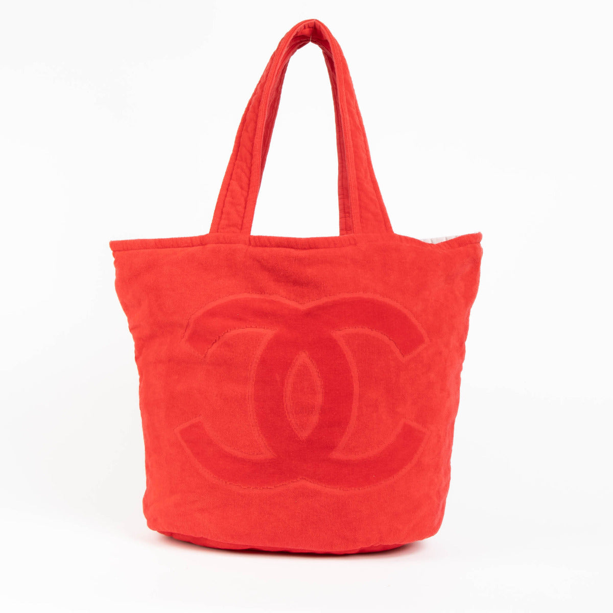 Chanel Red CC Terry Beach Bag