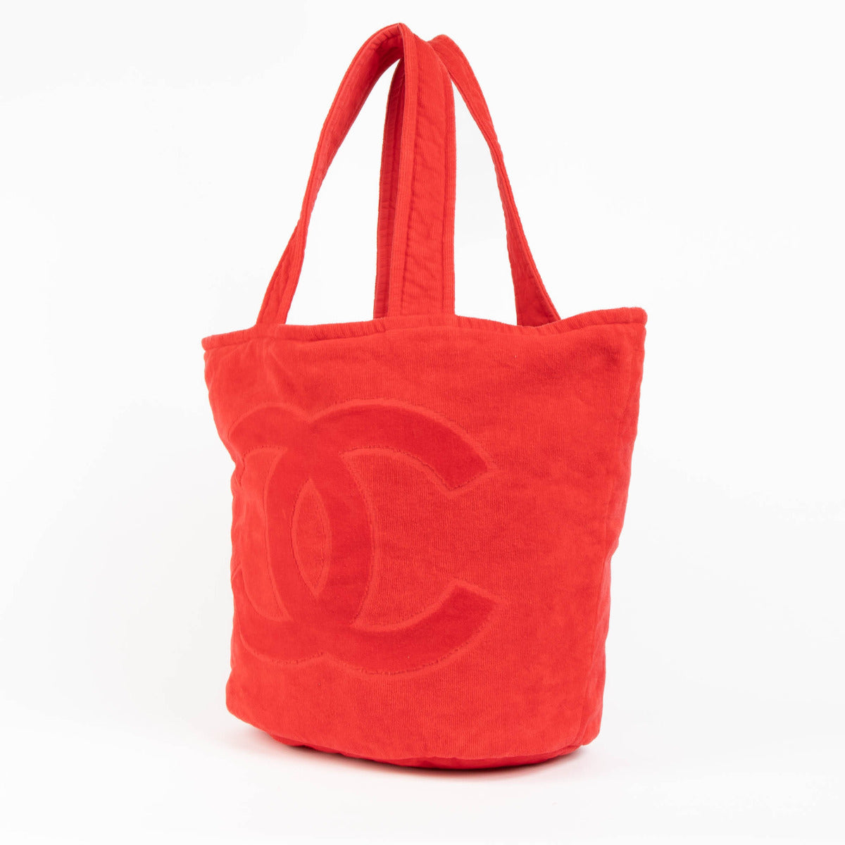 Chanel Red CC Terry Beach Bag