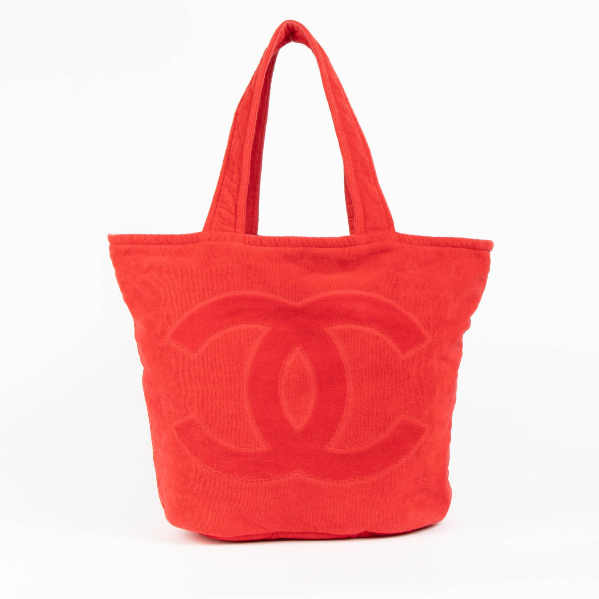 Chanel Red CC Terry Beach Bag