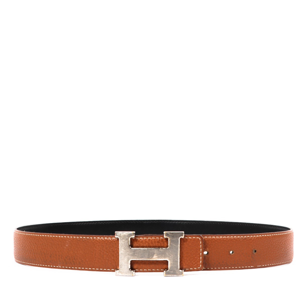 Hermès Gold Togo/Black Tadelakt Constance H Belt - Size 80
