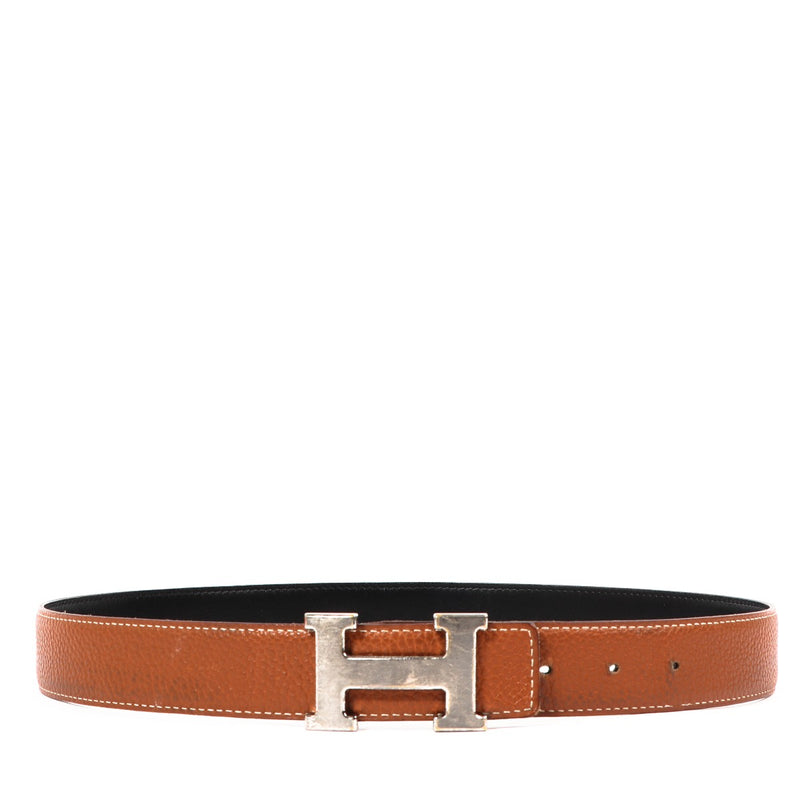 Hermès Gold Togo/Black Tadelakt Constance H Belt - Size 80