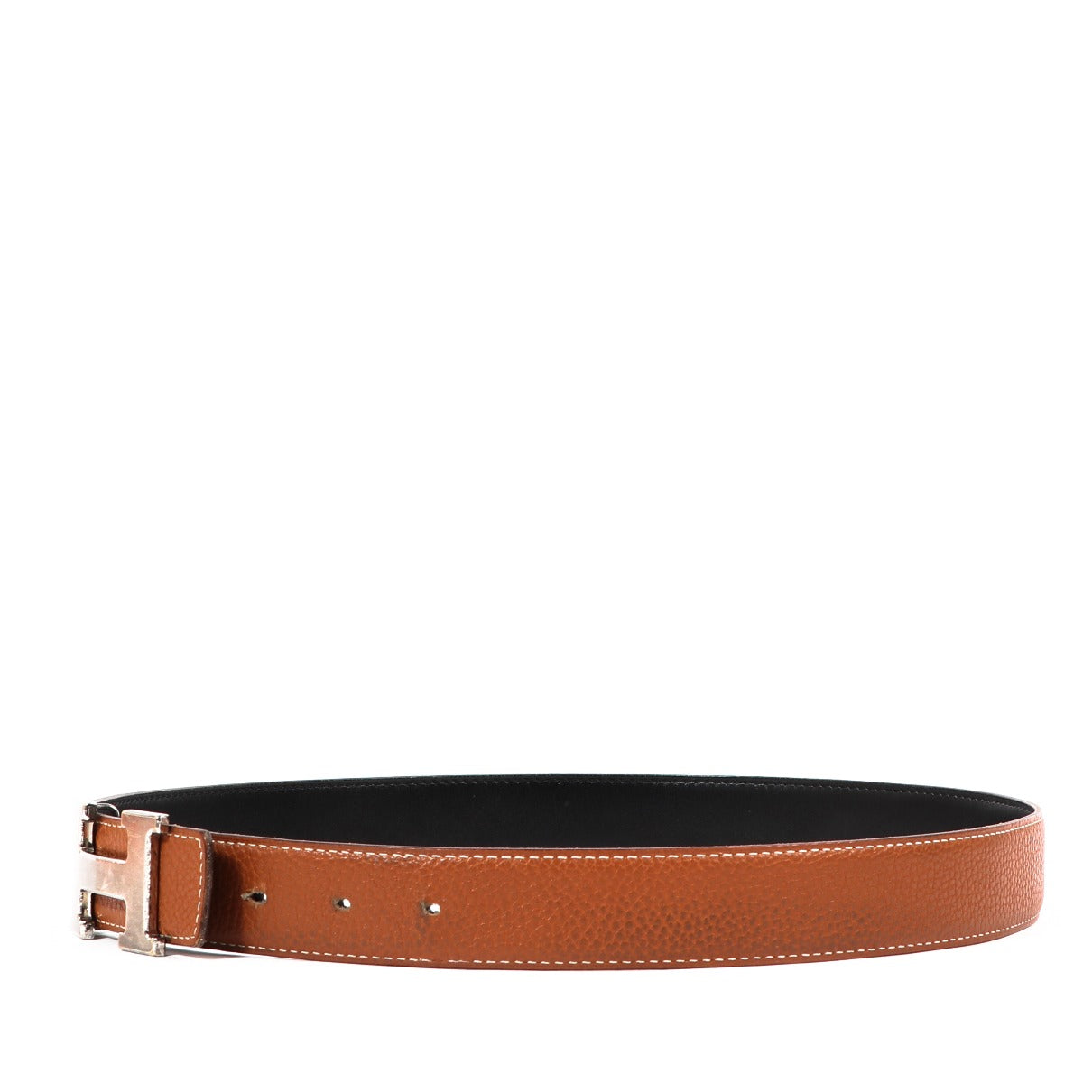 Hermès Gold Togo/Black Tadelakt Constance H Belt - Size 80