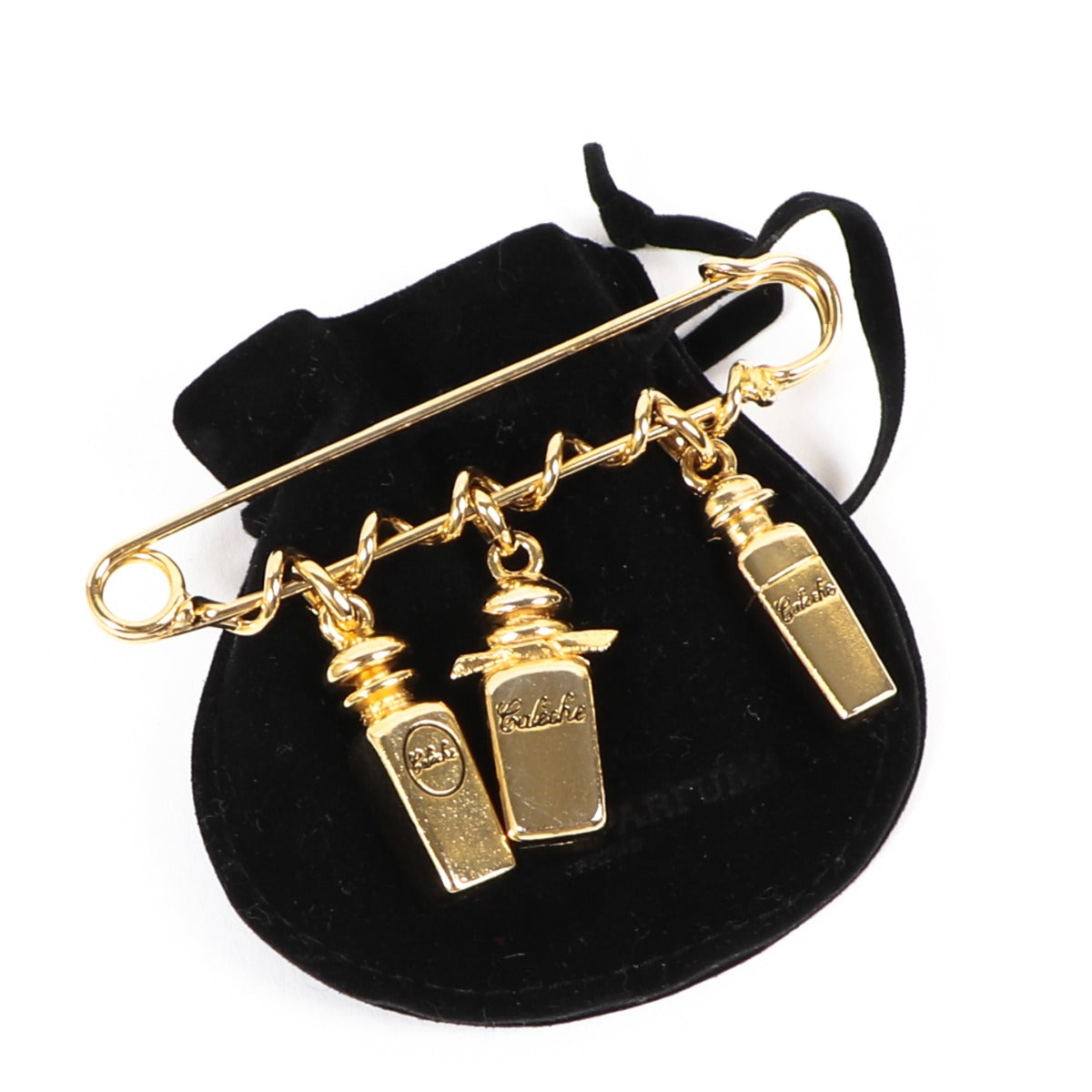 Buy an authentic second-hand Hermès Gold Plated Pin Perfume Brooch in very good condition at Labellov in Antwerp.