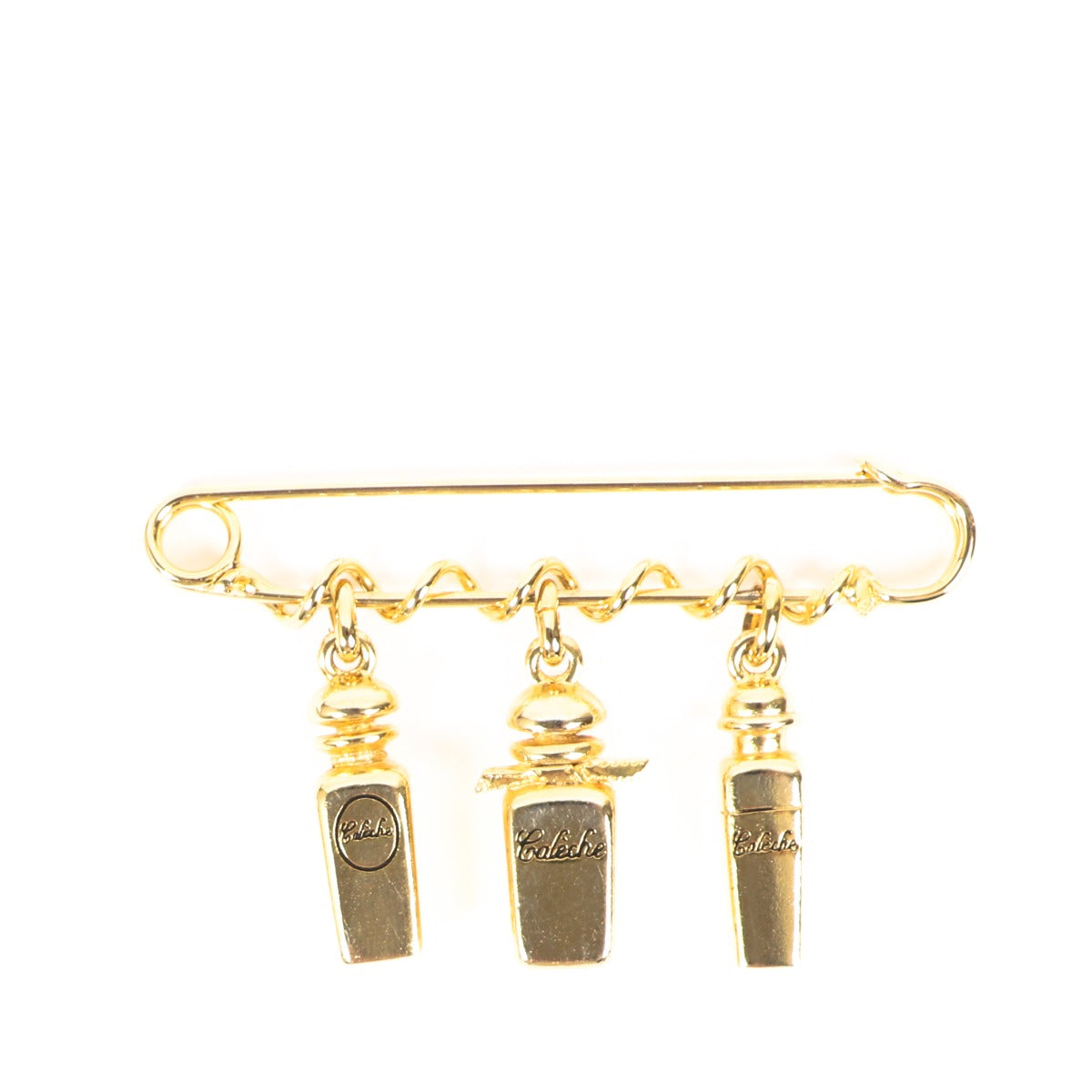 Buy an authentic second-hand Hermès Gold Plated Pin Perfume Brooch in very good condition at Labellov in Antwerp.