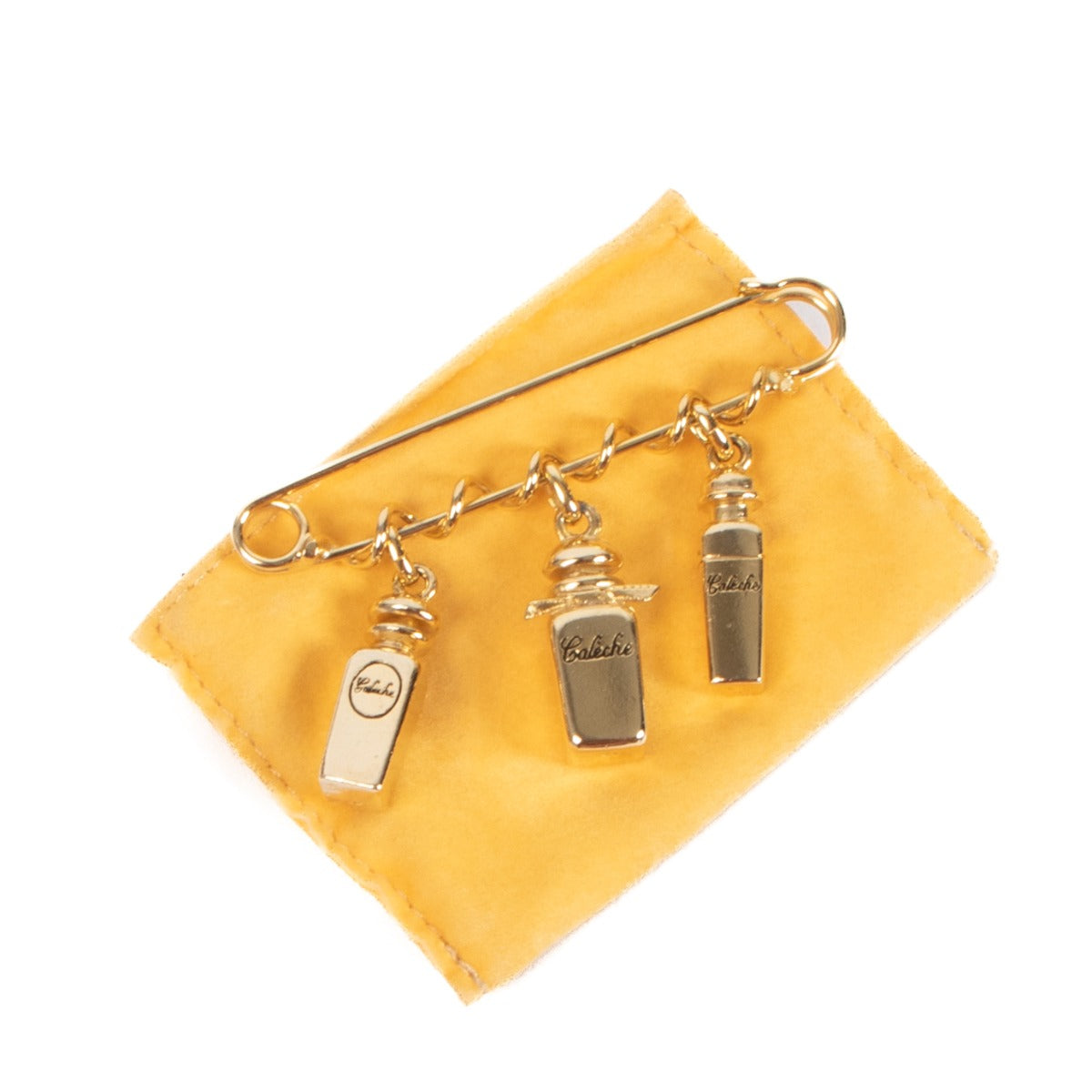 Hermès Gold Calèche Pendant Perfume Brooch