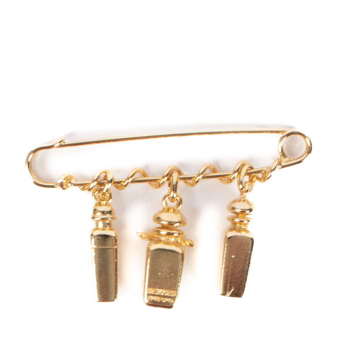 Buy an authentic Hermès Gold Calèche Pendant Perfume Brooch on LabelLov.com